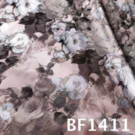 高经密抽象模糊油画花卉色织提花梭织面料裙装时装提花面料