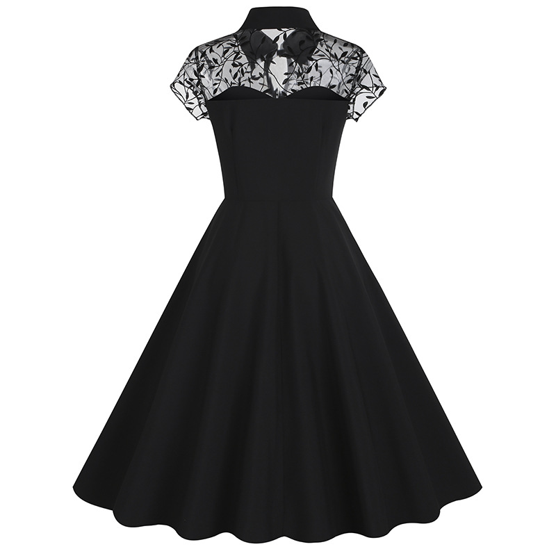 Vintage 50S 60S Women's Retro Mesh Gothic Dress A-Line Elegant Black Dress  | eBay