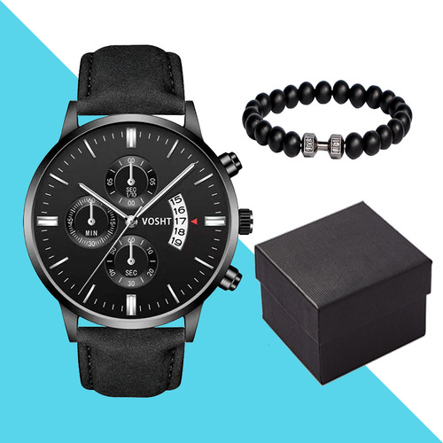 New AliExpress LAZADA fashionable men's calendar watch European and American foreign trade best-selling belt bracelet watch