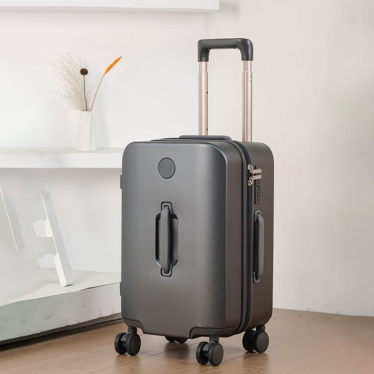 New Model High Quality Thickened Deep Waterproof Zipper Trolley Suitcase Explosive Proof Combination Lock Stylish Travel Case_voghion.com