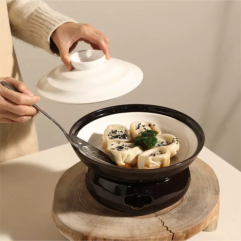 陶瓷干锅蜡烛酒精保温加热菜盘鱼盘圆形炉酸菜水煮鱼酒店用品餐具