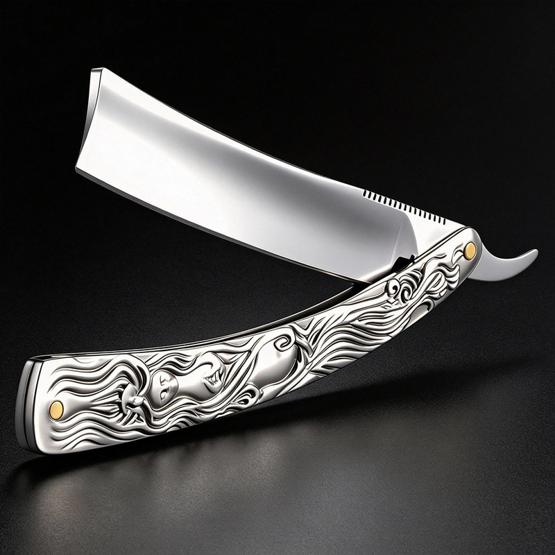 Manual Shaving Razor, Old-Fashioned Razor, Imported Steel Metal Cast Handle, Genuine Barber Razor