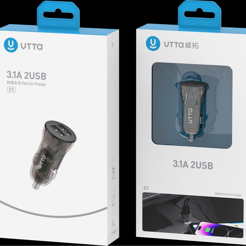 Hongguo Weituo C1 car charging mini 3.1A? Aluminum alloy dual USB car charger universal fast car