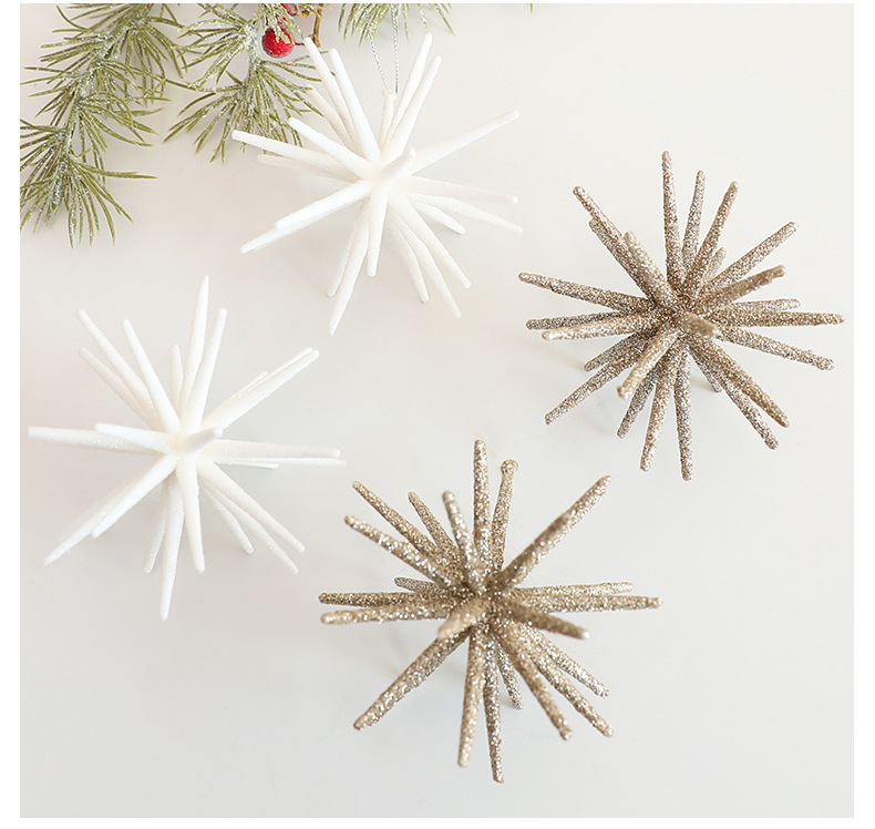 Modern csillag karácsonyi díszek pezsgőarany és fehér színben_voghion.com
