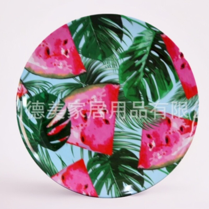 Watermelon A1 Melamine Dish Plate A5 Melamine Dish Summer Tropical Fruit Pattern Round Plate Melamine Dish Watermelon A1 Melamine Dish Plate A5 Melamine Dish Summer Tropical Fruit Pattern Round Plate Melamine Dish