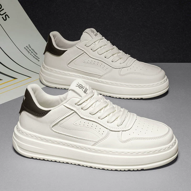 Мужские летние модные кожаные повседневные белые кроссовки 2025 года, легкие, с мягкой подошвой, низкие спортивные плоские туфли.