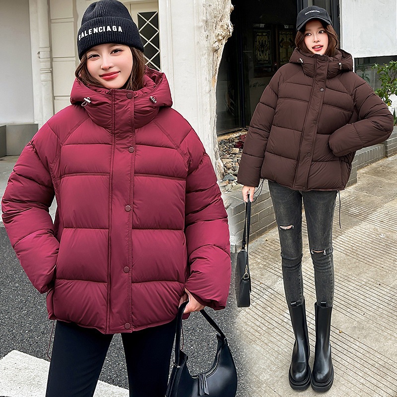 Europa alojamiento de algodón encapuchado grueso ropa de pan de invierno de mujeres nuevos estudiantes ropa de algodón cálida casual abrigo de algodón image 4
