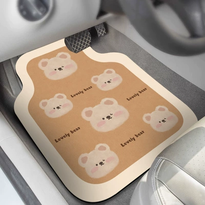 Cartoon Car Floor Mats, Soft Diatom Mud Floor Mats, Universal Car Interior Water-Absorbent, Quick-Drying and Easy-To-Clean Mats, Drop Shipping (Car Carpet) - red-faced-bear-pattern-48645cm