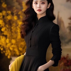 2025新款女秋冬感超好看冬季内搭赫本风黑色针织打底连衣裙子