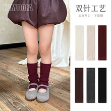 儿童袜套春秋款女童小腿女孩宝宝复古风纯色堆堆袜百搭韩版洋气棉