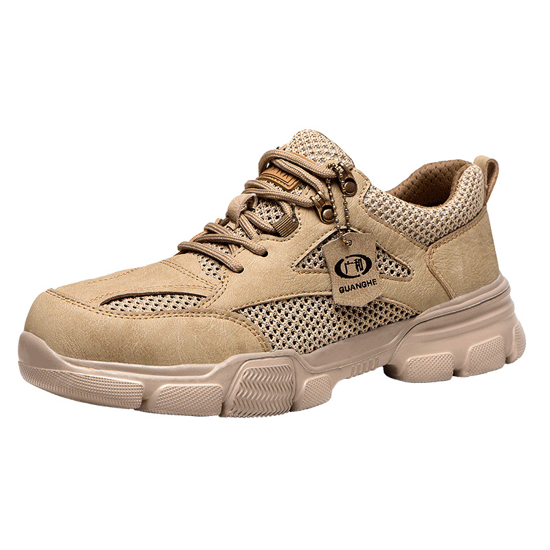Zapatos de seguridad para hombres, protección laboral, anti-aplastamiento, anti-pinchazos, transpirables, para obras de construcción, suelas de Kevlar