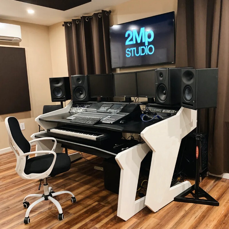 Solid Wood Piano Desk, Recording Studio Work Desk, Music Arrangement Workstation, Drawer Desk, Live Broadcast Audio Control Computer Desk