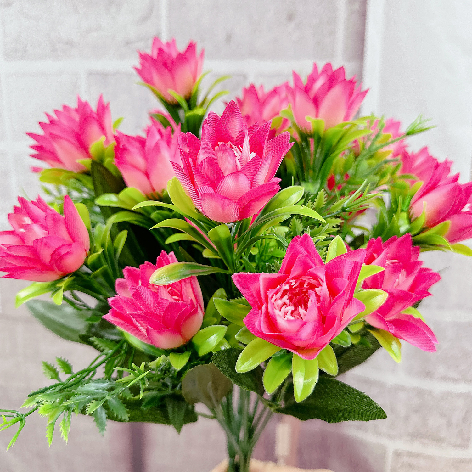 Simulación de rosas, flor falsa, 6 flores de piña, flores de seda, decoración de mesa de salón, decoración de la mesa de arte floral, decoración de bodas, arreglo floral