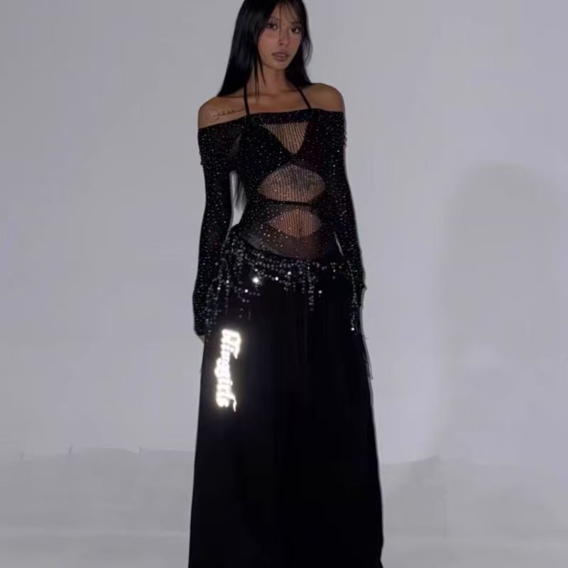 European and American Ins Long-Sleeved Sexy Sexy Jumpsuit Cut Out Dance See-Through Top T-Shirt Slim Jazz Dance Top European and American Ins Long-Sleeved Sexy Sexy Jumpsuit Cut Out Dance See-Through Top T-Shirt Slim Jazz Dance Top