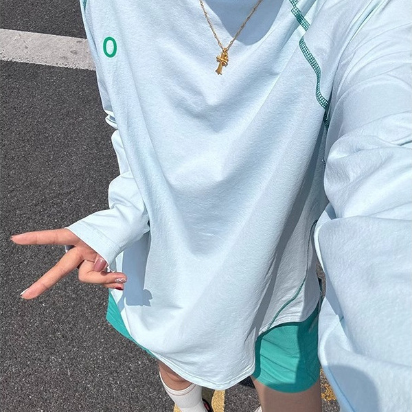 Ice Blue Quick-Drying Sun Protection Long-Sleeved T-Shirt for Men and Women Summer Thin Contrasting Raglan Sleeves Outdoor Sports Cycling Tops Ice Blue Quick-Drying Sun Protection Long-Sleeved T-Shirt for Men and Women Summer Thin Contrasting Raglan Sleeves Outdoor Sports Cycling Tops