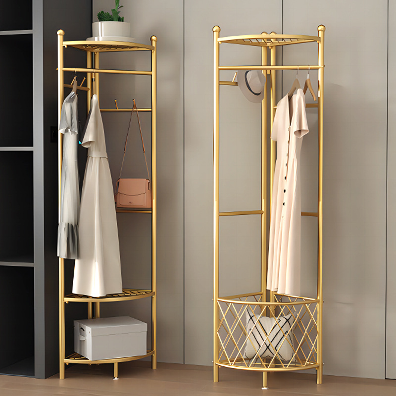 코너 옷걸이, 코트 랙, 바닥 옷장 옷걸이 레일, 가정용 침실 코너 간이 옷걸이 보관 랙