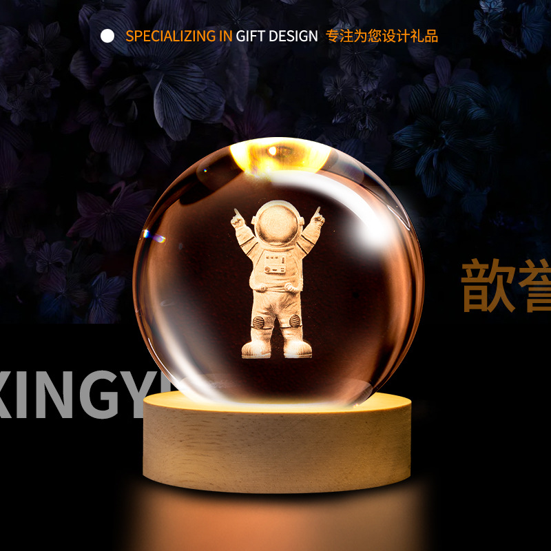 Luminosa galaxia cristal bola noche luz galaxia cristal artesanía 3D láser interior talla Regalo de Cumpleaños decoración creativa