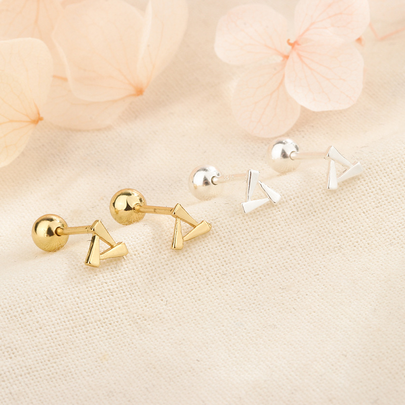 時尚鏤空幾何三角形螺絲擰扣耳釘簡約ins螺絲擰扣冷淡風耳環