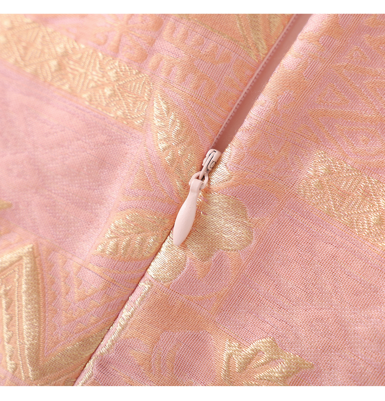 Đầm chữ A nữ jacquard họa tiết hoa nhí phong cách tiểu thư — màu hồng chi tiết 27