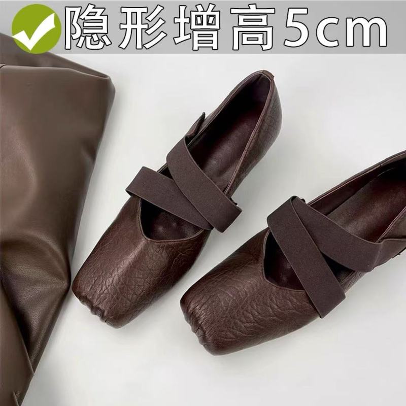 大象纹~真皮5cm内增高玛丽珍鞋女2025新款复古小皮鞋百搭时尚单鞋|undefined