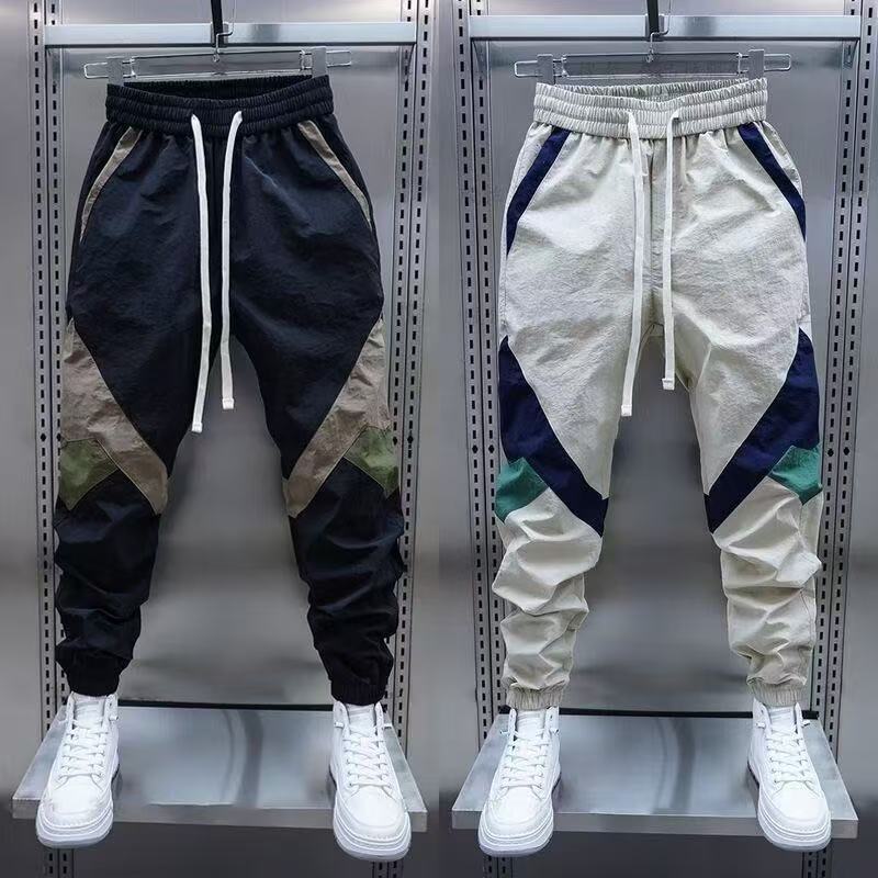 Men's Summer Thin Quick-Dry Pants Trendy Slim-Fit Spliced Fashion Brand Men's Cropped Pants Stylish Slim-Fit Jogger Pants Wholesale
