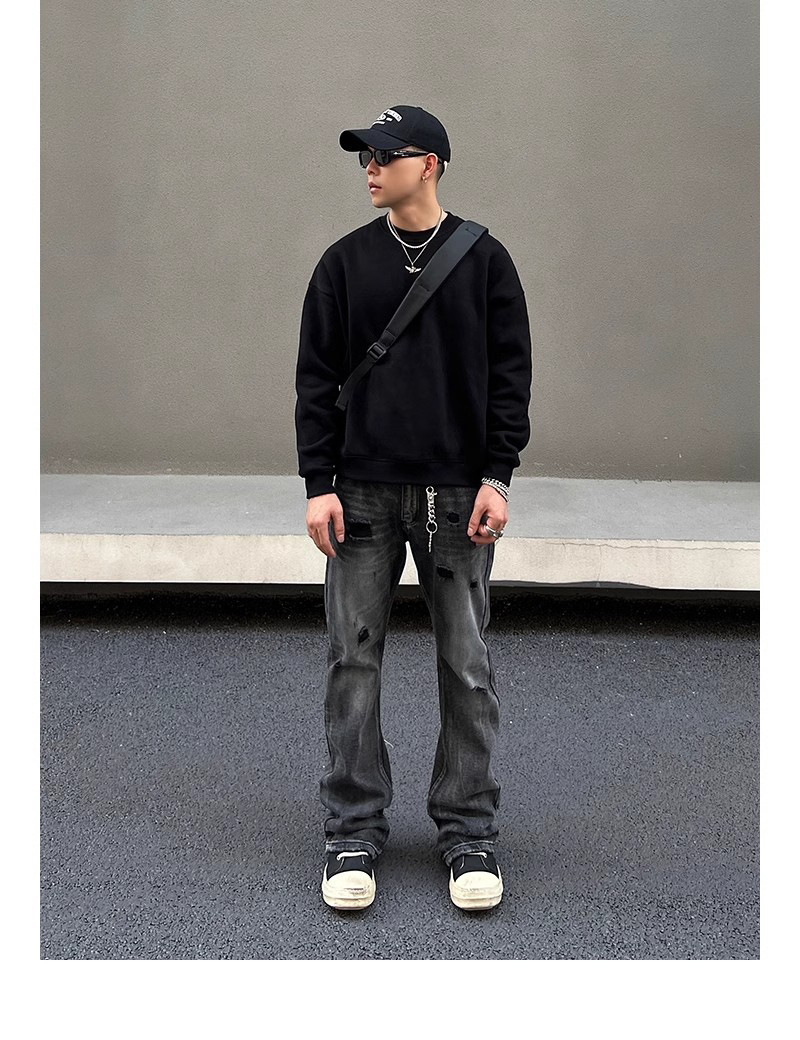 boy European And High Vibe Slim Fit Washed Ripped Jeans Unisex American Street Style Trendy Design Pants_voghion.com