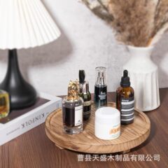 实木圆形托盘家居香薰香水蜡烛装饰底座桌面盆栽化妆品置物架
