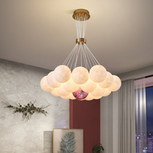 北歐兒童房吊燈3D月球泡泡球燈服裝店鋪ins網紅卧室餐廳星球燈