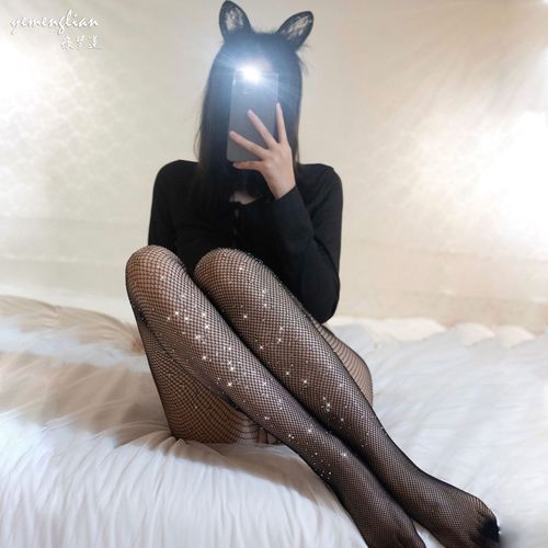 Internet celebrity hot diamond nightclub disco fishnet stockings sexy hollow black stockings pantyhose fishnet stockings anti-snatch beautiful legs delivery
