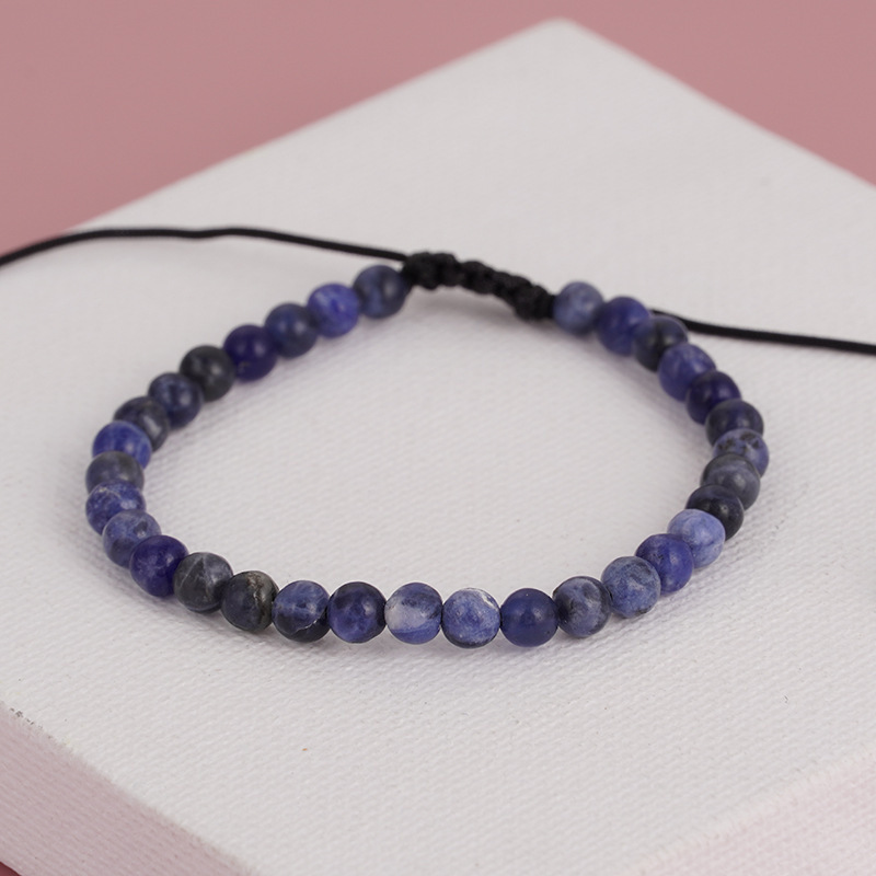 A Variety of European and American Cross-Border 4mm Natural Stone Agate and Turquoise Handmade Beaded Bracelets, Adjustable Weaving