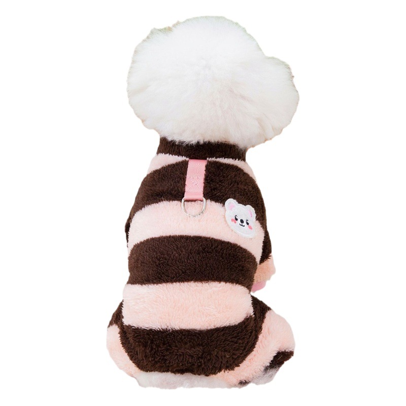 Ropa para mascotas ropa de otoño e invierno ropa para perros nueva ropa para mascotas invierno forrado de lana 23 oso blanco rayas ropa de terciopelo de cuatro patas