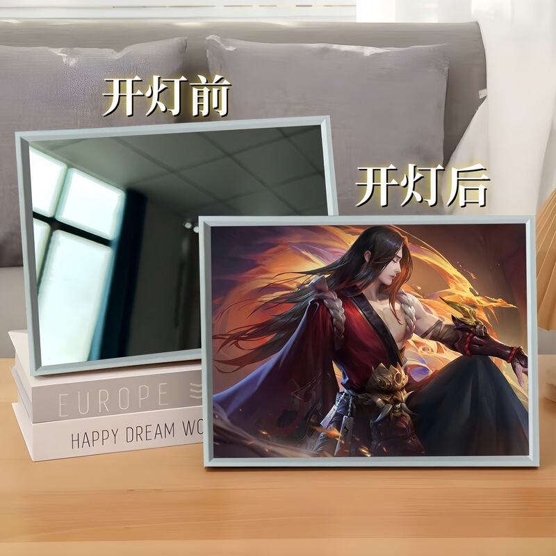 King of Glory 孫悟空 Han Xin Kai ミラーライト絵画ナイトライト絵画デスクトップフォトフレーム装飾品雰囲気ライトギフト|undefined