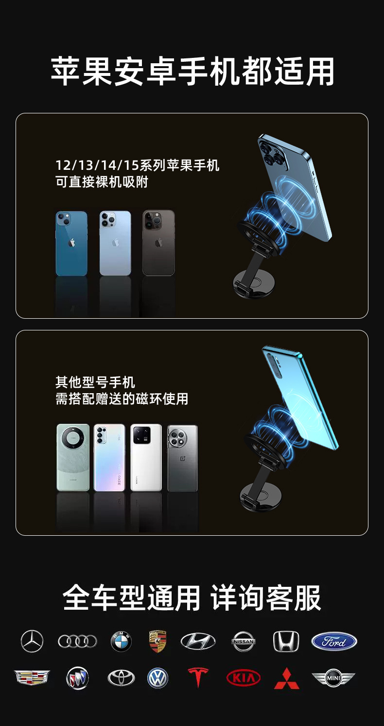 2025 Car Mobile Phone Holder Foldableing Magnetic Navigation Dashboard Car Strong Magnetic Center Console Rotating Holder