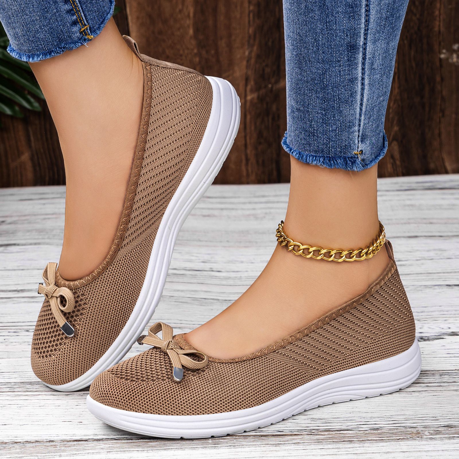 Primavera y verano superficial zapatos de madre con un pedazo de zapato de mujer de suela suave fábrica de zapatos de cabello recto tejido transpirable zapatos relajos zapatos casuales