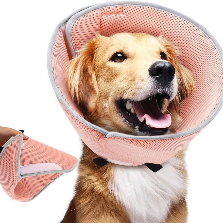 Amazon новый удобный ошейник для домашних животных с кольцом Элизабет, регулируемый ошейник против укусов, лизающий послеоперационный ошейник