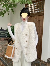 小香风羊羔毛马甲外套女秋冬新款宽松显瘦休闲百搭设计感时髦上衣