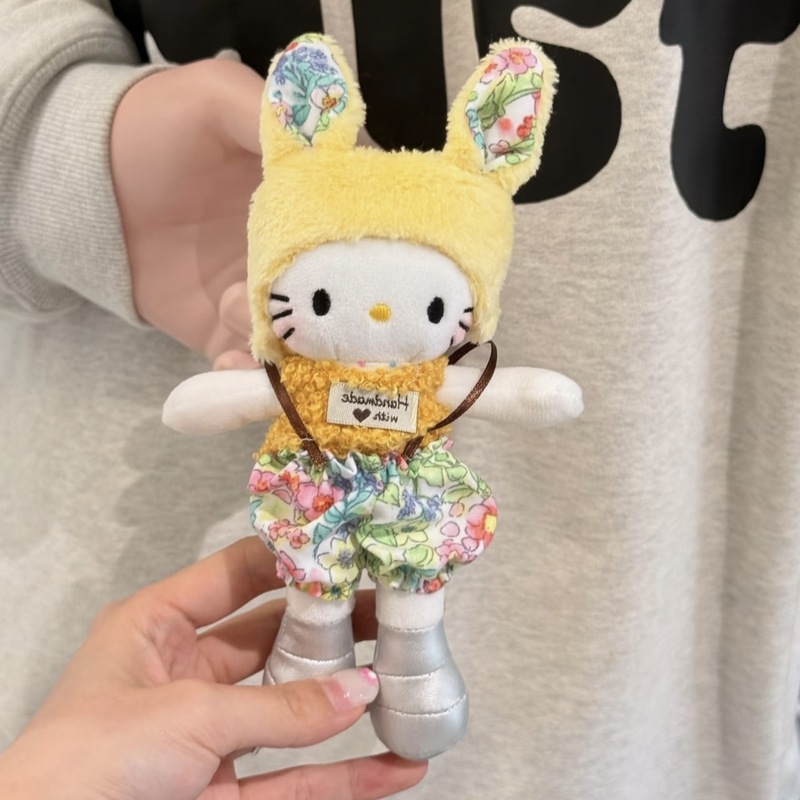 新款可爱长腿kitty毛绒挂件裙子换装娃衣ins风玩偶挂饰背包|undefined