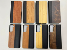 适用于三星S21 FE翻盖式竹木手机皮套Samsung支架便捷日式保护壳