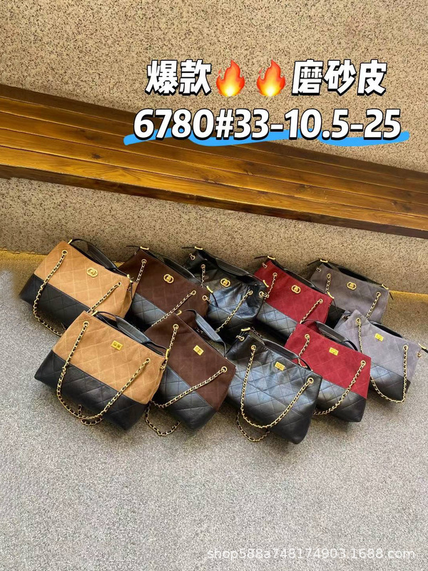 小香风磨砂麂皮链条包小托特包女真皮小众中古腋下包水桶包手拎包|undefined