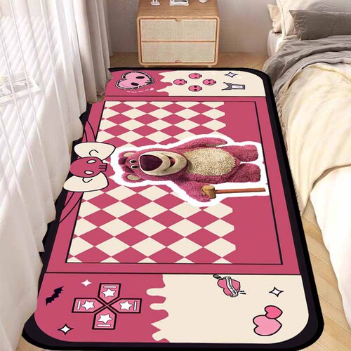 Cartoon cute children's room carpet Kuromi crystal gold diamond velvet floor mat non-slip bedside blanket carpet machine washable