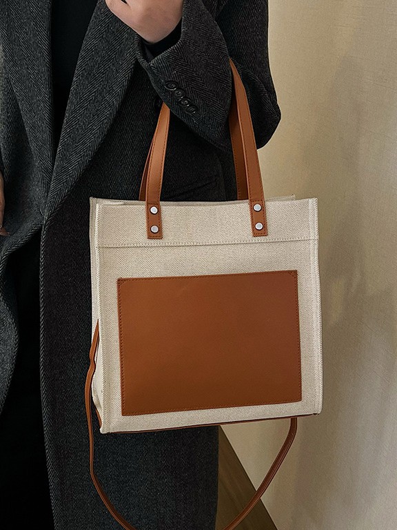 Personalizado lienzo vertical contraste bolsas de mano publicitarias empresas logotipo de impresión de hombro mochila