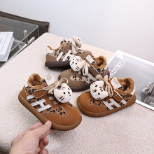 大棉儿童棉鞋2025新款韩版皮面小男童运动鞋女宝宝阿甘鞋5189