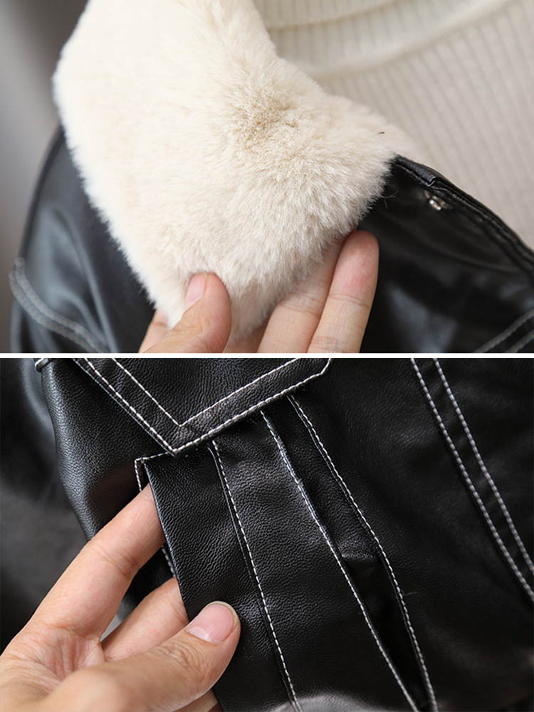Chaqueta de cuero con forro polar para niños 6673, estilo nuevo de otoño e invierno 2026, abrigo grueso para niños pequeños, chaqueta de cuero de invierno para niños, abrigo de algodón image 4
