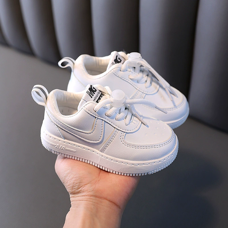 Children's low casual footwear, white shoes, sneakers for early age, 2021 collection