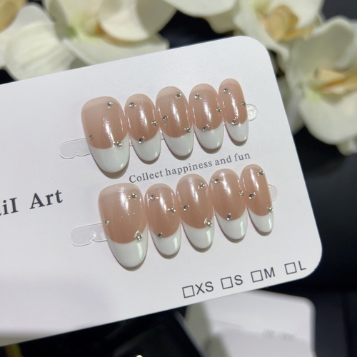 【White Moonlight】Hailey classic French princess temperament, whitening pure desire peak simple handmade wear beauty nails