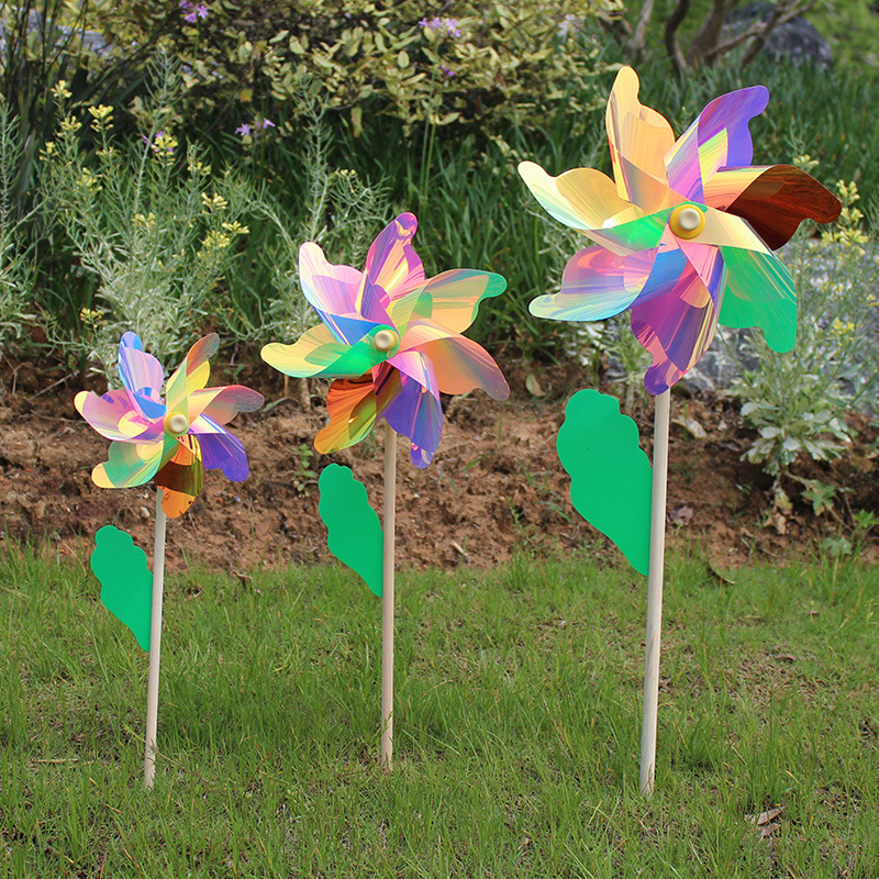 Wooden colorful plastic windmill toy for kindergarten