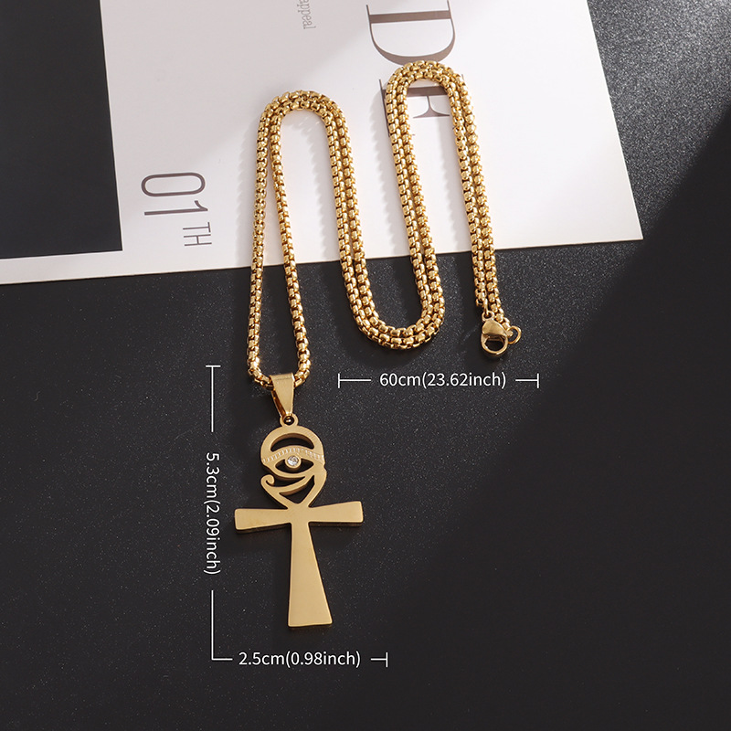Talismano di gioielli religiosi da uomo con pendente Occhio di Horus in acciaio inossidabile_voghion.com
