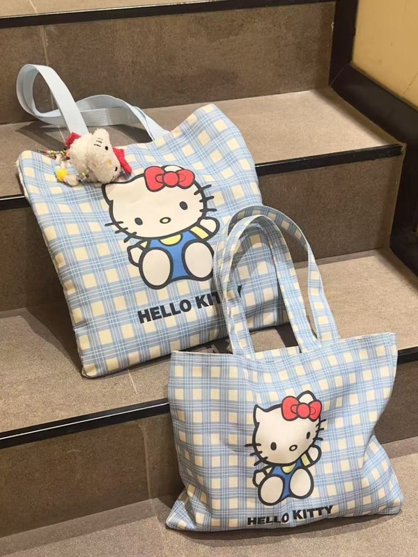 新款蓝色kitty手提袋上班族通勤大容量收纳袋学生补课轻便收纳包|undefined
