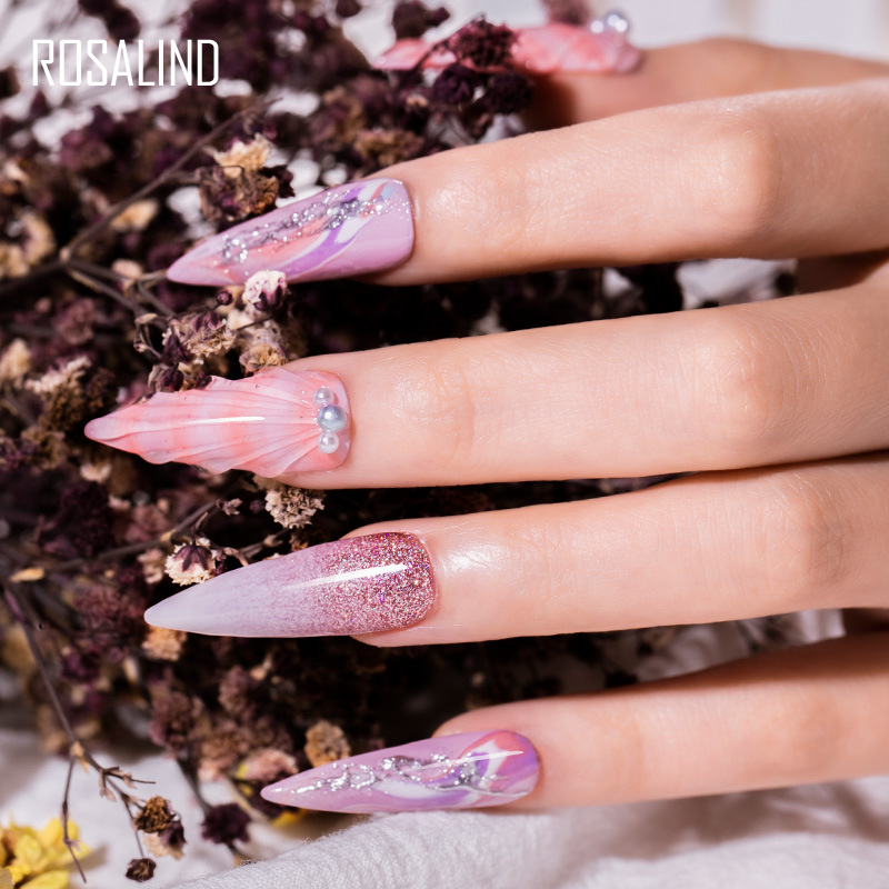 rosalind塑料瓶甲油胶套装6PCS 跨境美甲指甲胶UV胶底胶封层胶7ML