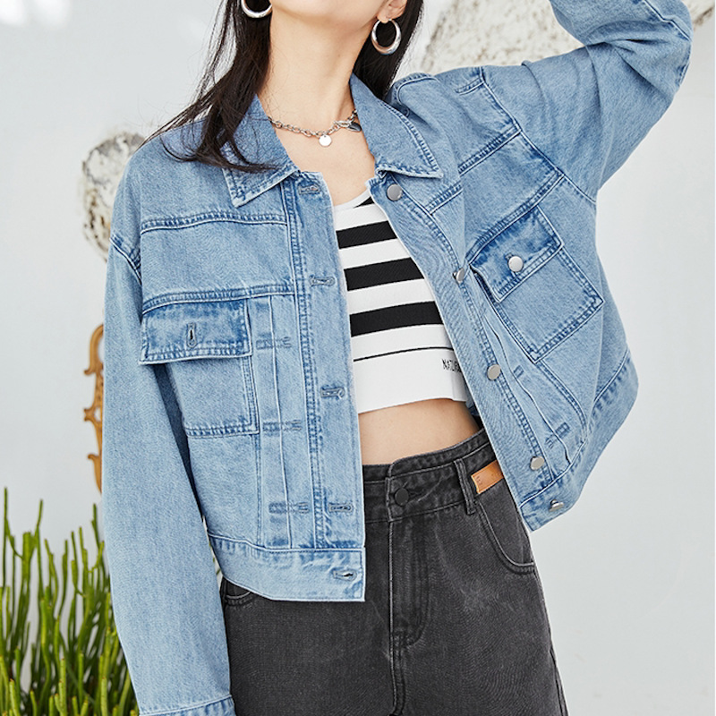 YFL 外套女2021春新宽松韩版短款牛仔外套女小个子薄款1C3910891